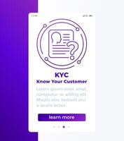 KYC, know your customer banner design with line icon vector