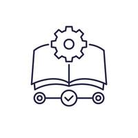 Knowledge management line icon with a book vector