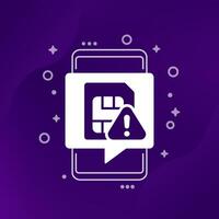 SIM card error icon with a phone vector