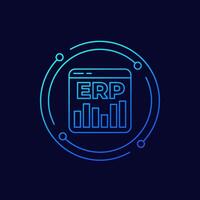 ERP software icon, enterprise resource planning linear design vector