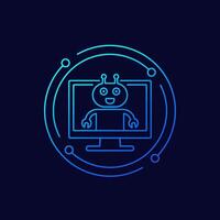 AI Assistant icon with robot, linear design vector