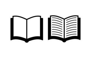 Minimalist Open Book Icon. Simple Black Silhouette for Education and Library vector