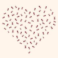 Pattern of a group of ants forming a heart illustration vector