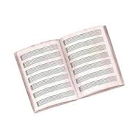 Open blank music notebook with staff watercolor illustration. Old Sheet Music paper with note stave grid and without note. Lined page template for musical education, lesson design vector