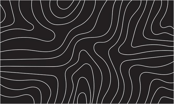 Abstract Black Background With White Contour Wavy Lines Pattern. abstract wavy background. topographic contour background.