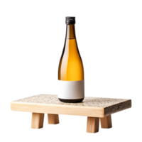 Elegant Wine Bottle Display on Modern Minimalist Pedestal Design Table png