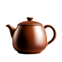 Elegant Brown Teapot with Smooth Finish and Curved Handle Design png