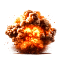 Realistic explosion with flames and smoke rising in an intense fireball png