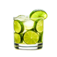 Fresh Lime Cocktail with Ice Cubes in a Clear Glass for Refreshing Drink png