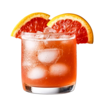 Refreshing Citrus Cocktail with Ice and Grapefruit Garnish in Glass png