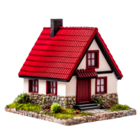 Charming Model House with Red Roof and Stone Foundation for Miniature Display png