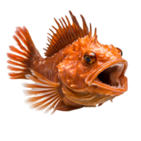 Vibrant Orange Fish with Intricate Fins in a Dynamic Pose png