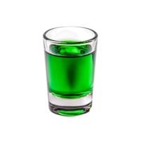 Bright Green Shot in Clear Glass with Ice Reflection on png