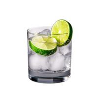 Refreshing Cocktail with Ice and Lime Garnish in a Glass png