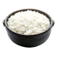 Freshly Cooked White Rice in a Simple Clay Bowl Ready for Serving png
