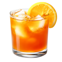 Refreshing Citrus Drink with Ice Cubes and Lemon Slice on Glass png