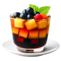 Fresh Fruit Cocktail in Glass with Colorful Cubes and Mint Garnish png