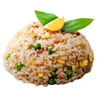 Fresh and Flavorful Fried Rice Dish with Vegetables and Lemon Slice png
