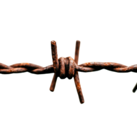 Rusty Barbed Wire on Dark Background with Sharp Edges and Textured Surface png