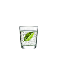 Fresh Beverage in Clear Glass with Green Leaf and Bubbles for Refreshment png