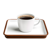 closeup View of Coffee Cup on White and Brown Tray in Relaxing Setting png