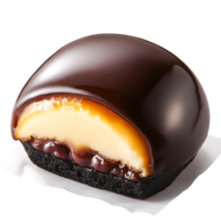 Smooth chocolate dessert with creamy filling and red bean paste layer png