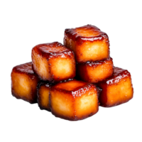 Glazed Sweet Dessert Cubes Piled Against a png