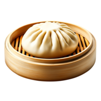 Steamed Bun in Bamboo Steamer with Natural Light and Simple Background png