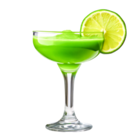 Refreshing Green Cocktail with Lime Slice in Elegant Glass png