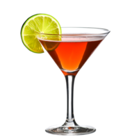 Refreshing Cocktail with Lime Garnish in Elegant Glass on png