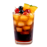 Refreshing Cocktail with Cherries and Pineapple in Tall Glass png