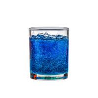 Sparkling Blue Drink in Clear Glass with Bubbles and Refreshing Vibes png