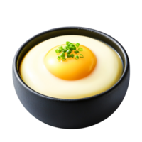Creamy Egg Yolk in Smooth White Sauce Top View with Fresh Chives Garnish png