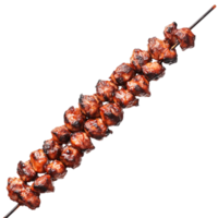 Juicy Grilled Chicken Skewers with Smoky Brown Glaze Sharp Metal Skewer png