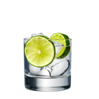 Refreshing Lime Drink in Glass with Ice and Citrus Slices png