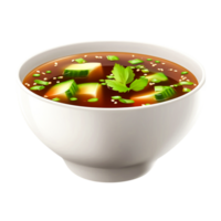 Freshly Made Soup with Vegetables and Herbs in a White Bowl png