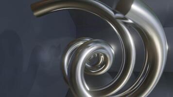 3d Spiral metal structure creates the illusion of depth and movement in a modern artistic installation in vertical view video
