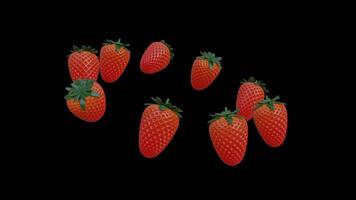 Rotating Circle of 3D Strawberries on Transparent Background video