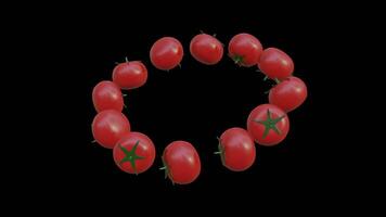 Rotating Circle of 3D Tomatoes on Transparent Background video