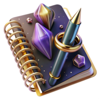 dramatic abstract Spiral Notebook with Pen Top View Transparent Cutout premium png