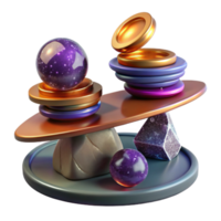 vibrant minimalist Stack of Coins Balancing Precariously on Edge of Table Transparent Background exclusive png
