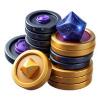 vibrant minimalist Stack of Coins Different Currencies Isolated Element exclusive png