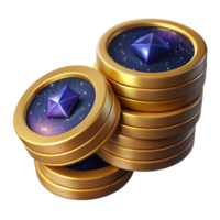 elegant artistic Stack of Coins Isometric View Cutout Gold Color detailed png