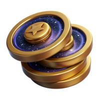 wonderful abstract Stack of Coins Isometric View Cutout Gold Color png