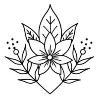 Minimalist Line Art of Delicate Winter Flowers in a Botanical Setting vector