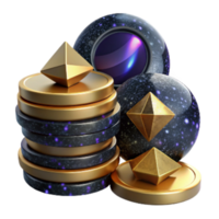 dramatic modern Stack of Coins Perspective View Cutout high resolution png