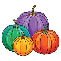 Colorful Pumpkins with Editable Line Thickness for Design Customization vector