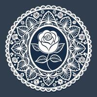 Exquisite Laser Cut Lace Oval Frame Template for Intricate Designs vector