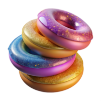 magnificent modern Stack of Colorful Donuts Top View Transparent Background premium png