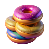 impressive creative Stack of Colorful Donuts Top View Transparent Background professional png